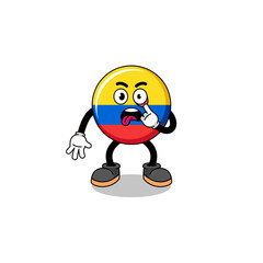 Character Illustration of colombia flag with tongue sticking out