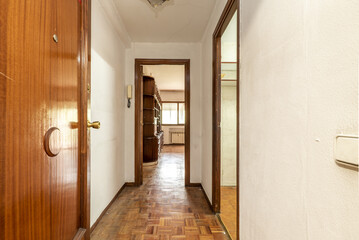 Hallway of a house built with obsolete wooden materials