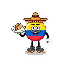 Character cartoon of colombia flag as a mexican chef