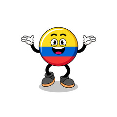 colombia flag cartoon searching with happy gesture