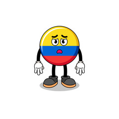Fototapeta premium colombia flag cartoon illustration with sad face