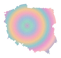 Obraz premium Poland dotted map. Digital style shape of Poland. Tech icon of the country with gradient dots. Vibrant vector illustration.