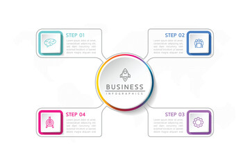 Connecting Steps business Infographic Template with 4 Elements