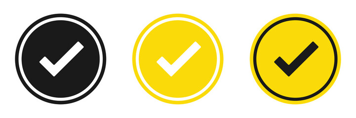 Check mark icon set. Vector illustration isolated on white background