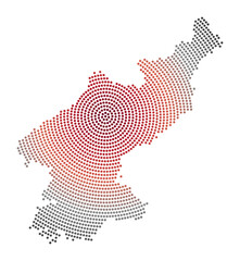 North Korea dotted map. Digital style shape of North Korea. Tech icon of the country with gradiented dots. Appealing vector illustration.
