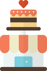 cake shop building illustration in minimal style