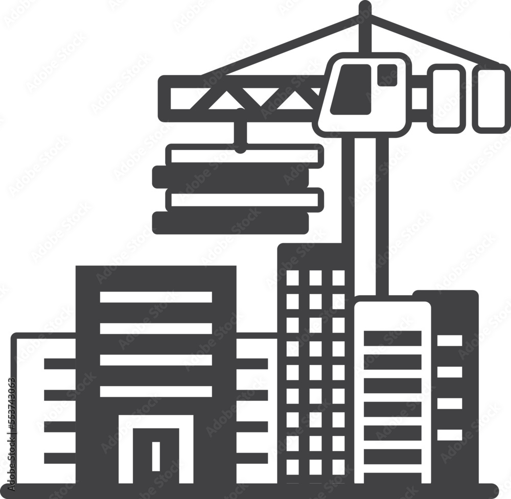 Poster building under construction illustration in minimal style