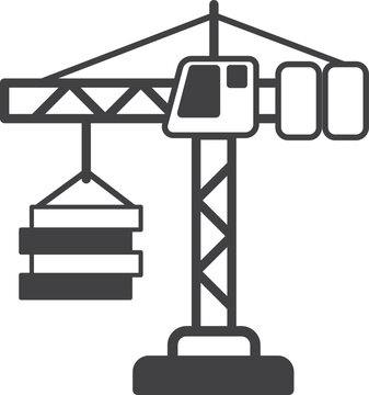 recommend clip art: construction crane illustration in minimal style