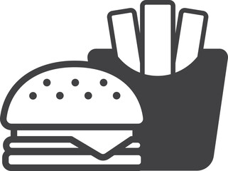 Hamburger and French Fries illustration in minimal style