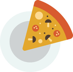 Pizza from above illustration in minimal style
