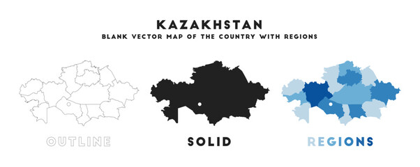 Kazakhstan map. Borders of Kazakhstan for your infographic. Vector country shape. Vector illustration.
