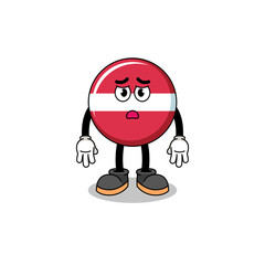 latvia flag cartoon illustration with sad face