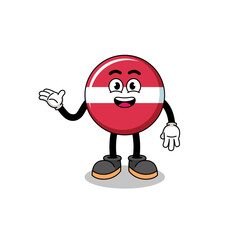 latvia flag cartoon with welcome pose