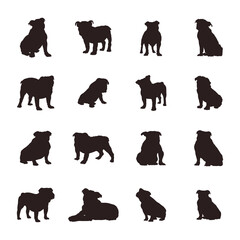 English bulldog silhouettes