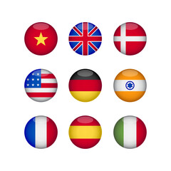 European Flags Icons Set vector design templates