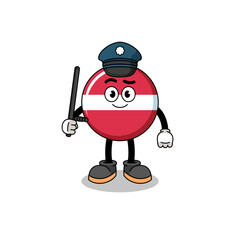 Cartoon Illustration of latvia flag police