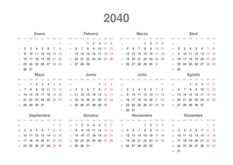 Kalender 2040, spanisch, Querformat