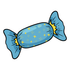 Candy in blue wrapper with stars