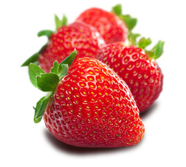 Close-up of strawberries on white background