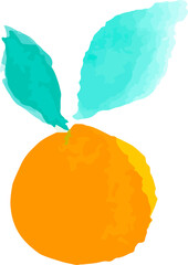 Watercolor orange fruits. Citrus set with half and slices