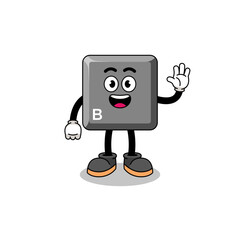 keyboard B key cartoon doing wave hand gesture