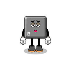keyboard B key cartoon with fatigue gesture