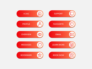 Obraz premium Set of buttons vector modern material style . gradient colors of elements and icons on background vector illustration