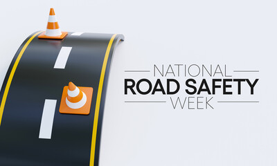 National Road safety week is observed every year in January and in May, It aims at making the roads and streets safer. 3D Rendering