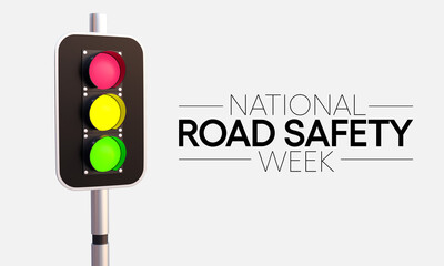 National Road safety week is observed every year in January and in May, It aims at making the roads and streets safer. 3D Rendering