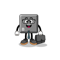 keyboard B key mascot as a businessman