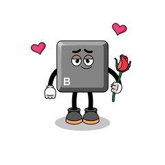 keyboard B key mascot falling in love