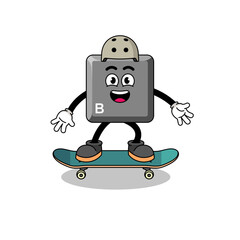 keyboard B key mascot playing a skateboard
