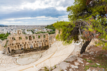Naklejka premium Greece, Athens, Acropolis, Odeon