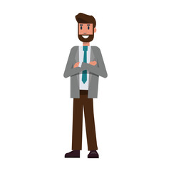 Businessman crossed arms. flat character design illustration
