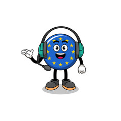 Mascot Illustration of europe flag as a customer services