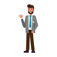 Businessman smile. flat character design illustration