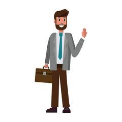  Businessman say hi. flat character design illustration