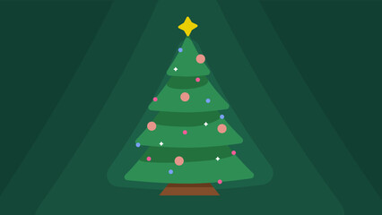 vector flat abstract christmas tree with balls and star 