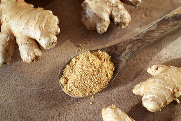 Ginger powder with fresh ginger root