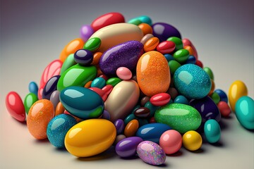 Fototapeta na wymiar a bundle of colorful jellybeans AI art