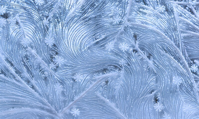 Frost patterns on window pane - digital illustration.