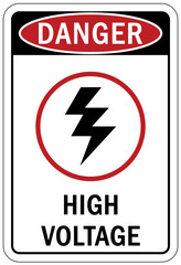 Electrical hazard warning sign and labels high voltage