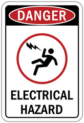 Electrical hazard warning sign and labels