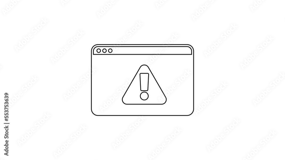 Poster black line browser with exclamation mark icon isolated on white background. alert message smartphone