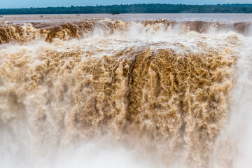 Iguazu waterfalls on the border of Argentina Brazil and Paraguay. Nature of South America