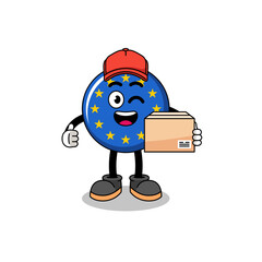 europe flag mascot cartoon as an courier