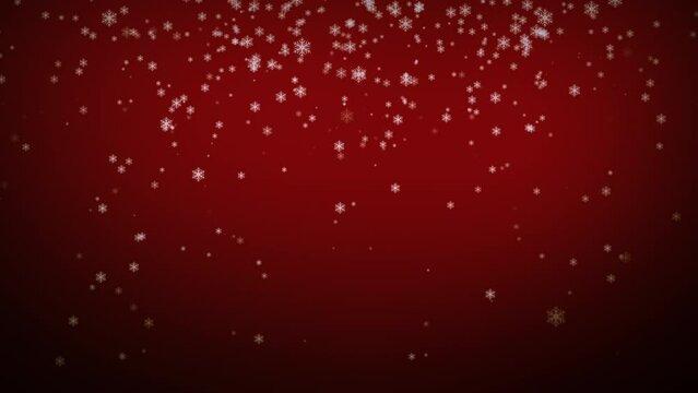 red christmas background with snowflakes falling animation seamless looping