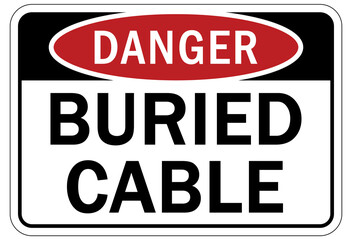 Fototapeta premium Buried cable warning sign and labels