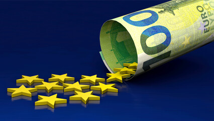 EU Sterne rutschen durch 100 Euro Schein © bluedesign