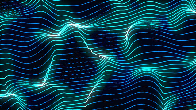 Sky blue trapcode form wave background. Creative digital wave texture